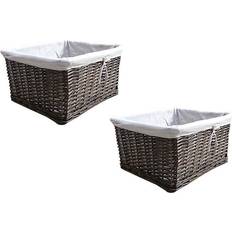 Cheap Storage Baskets Kid's Room Oak, Set of 2 Medium Willow Wicker Wider Deep Nursery Storage Basket