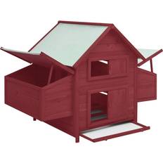 Chicken coop vidaXL Solid Firwood Chicken Coop Red White Hen House Hutch Cage