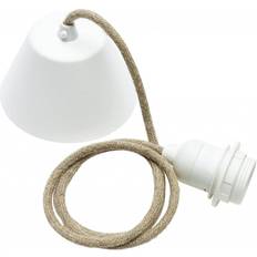 Beige Suspensions PR Home Cordset Pendelaufhang E27 mit Leinenkabel Beige 210 cm Baldachin Weiß Suspension