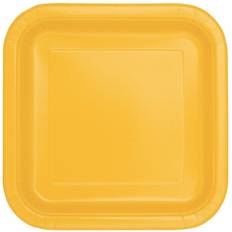 Paper plates Unique Square Paper Plates 9 in Yellow 14ct