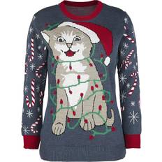 Cat Wrapped In Lights Christmas Jumper - Multicolour