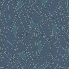 Papiers peints A.S. Creation (Blue Teal Gold 37677-2) Geometric Embossed Geo Wallpaper Textured Vinyl Metallic Non Woven