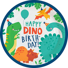 Blu Articoli per Feste Amscan 8 Piatti Happy Dino Party