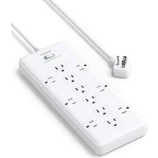 Surge protector with flat plug Anker Power Strip Surge Protector (2 Ã 4000 Joules) PowerExtend Strip 12 Outlets with Flat Plug, 1875W Output, 6ft Extension Cord, Dual Surge