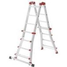 Trappestiger på tilbud Hailo M80 7516007 Aluminium Universalstige Arbejdshøjde (max. 4.70 m Sølv, Rød 12.7 kg