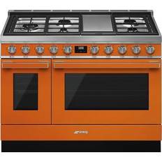 Orange Gas Ranges Smeg CPF48UGMOR 48" Portofino Dual Orange