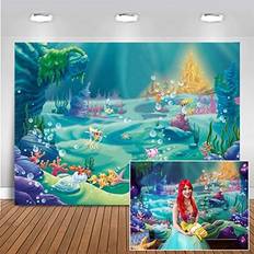 Under the sea party Mocsicka Mermaid Backdrop Under Sea Castle Photography Background 7x5ft Vinyl Child Kids Baby Birthday Party Decoration Backdrops