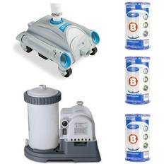 Intex Pool Vacuum Cleaners Intex Automatic Pool Vacuum Filter Pump & Tybe B Replacement Cartridge (3 Pack)