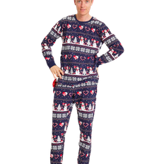 Elastan / Lycra / Spandex - Herre Nattøy Jule Sweaters Christmas Heart Pajamas Unisex - Navy