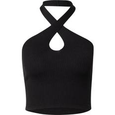 Urban Classics Ladies Rib Knit Crossed Neckholder Top - Black