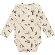 Tigere Bodyer Børnetøj Petit by Sofie Schnoor Body LS - Sand w. Savannah Animals (P223507)