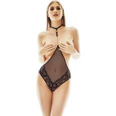 Sexlegetøj schwarzer Body aus feinem Netzmaterial mit freiliegenden Brüsten und Neckholder
