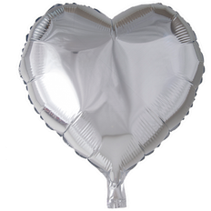 Hjerteformet Folieballon, Sølvfarvet