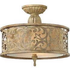 Beige Plafonniers Hinkley Carabel 2-Light Semi-Flush - Brushed Champagne Plafonnier