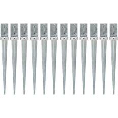 vidaXL 12x Ground Spikes Silver Galvanised Garden