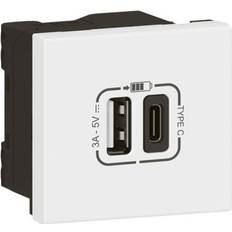 Legrand Mosaic USB-link lader Type A C 3.0A 15W 2M hvid