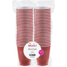 Amscan Apple Plastic Cups, 18 Oz, Red, Pack Of 50