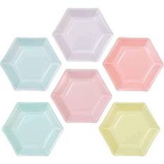 Talking Tables Paptallerkener Hexagon We Love Pastel 12-stk