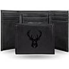 Wallets & Key Holders Rico NBA Bucks Laser Engraved Black Trifold Wallet