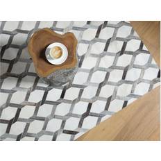 Pelle Tappeti Beliani Tappeto Tappetino Grigio Pelle 140 x 200 cm Patchwork Bovina Geometrico Rettangolare Moderno Grigio