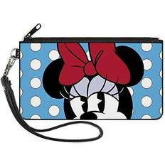 Wallet Zip Pouch Minnie Style Face Close Up Dots Blue White