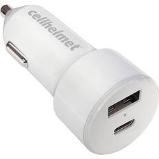 Batteries & Chargers Cellhelmet Dual-Port Car Charger for USB and USB-C, 20-Watt, White (CAR-PD-20W-A-C)