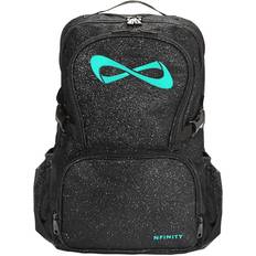 Backpacks for travel Nfinity Sparkle Backpack Girls Glitter Bookbag Perfect Bag for Travel, School, Gym, & Cheer Practices 15” Laptop Compartment Black with Teal Logo