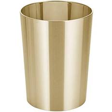 mDesign Stainless Steel Round Metal Trash Can, Small 2.8 Gallon Wastebasket, Garbage Basket Bin