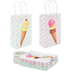 Birthdays Gift Bags Ice Cream Birthday Party Favor Gift Bags with Handles (9 x 5.5 x 3.15 in, 24 Pack)