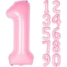 40 Inch Pink Numbers 0-9 Birthday Party Decorations Helium Foil Mylar Number Balloon (Balloon 1, Tiffany Pink)