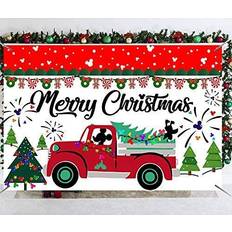 Party Decorations Merry Christmas Backdrop Merry Little Christmas Tree and Red Truck for Peppermint Christmas Decorations Christmas backdrops for Photography Xmas Holiday