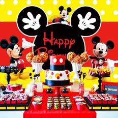 Birthday party supplies Mickey Mouse Backdrop 1st Birthday Party Supplies for Girl Boy Photography Banner Decorations