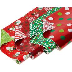 American Greetings American Greetings Reversible Christmas Wrapping Paper, Red and Green (4 Pack, 120 sq. ft