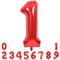 Birthdays Number Balloons 40 Inch Red Large Numbers Balloons 0-9, Number 1 Digit 1 Helium Balloons, Foil Mylar Big Number Balloons for Birthday Party Anniversary Supplies Decorations