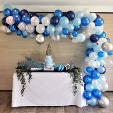 Birthdays Balloon Arches RC&Z Navy Blue Balloon Garland Arch Kit 120 with Royal Blue Baby Blue White Silver Metallic and Confetti Latex Balloons for Baby Shower Decorations Bachelorette Birthday Party Bac