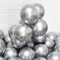 Birthdays Latex Balloons Party Balloons 12inch 50 3.2g/pcs Latex Metallic Balloons Chrome Balloons Birthday Balloons Shiny Balloons Party Decoration Wedding Birthday Baby Shower Christmas Party Metallic Silver