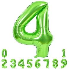 40 Inch Large Green Numbers Balloons 0-9, Number 4 Digit 4 Helium Balloons, Foil Mylar Big Number Balloons for Birthday Party Anniversary Supplies Decorations