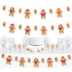 Orange Party Decorations Gingerbread Christmas Gingerbread Man Holiday Party DIY Decorations Clothespin Garland Banner 44 Pieces