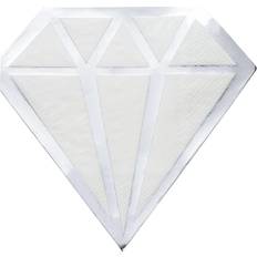 Silver Paper Napkins Silver Foil Diamond Die Cut Paper Party Napkins (6.2 x 6.2 Inches, 50 Pack)