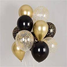 Text & Theme Balloons 60pcs 12inch Helium Balloon Bouquet Metallic Gold Pearl Black Clear with Dot Balloon Perfect for Baby Shower Bridal Shower Birthday Anniversary Party Decorations(Black)