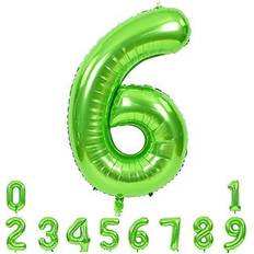 40 Inch Large Green Numbers Balloons 0-9, Number 6 Digit 6 Helium Balloons, Foil Mylar Big Number Balloons for Birthday Party Anniversary Supplies Decoration