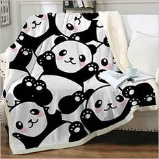 Baby Nests & Blankets FairyShe Panda Plush Blanket Sherpa Fleece Blanket Soft Warm Fuzzy Throw Blankets Kids or Adults for Crib Bed Couch Chair Four Seasons Living Room Travel Outdoor(50 x 60 Inch Cute Panda