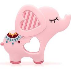 Bigspinach Soft Pink Elephant Teethers for Babies 0-6/6-12 months Silicone Teething Toy Gift for Girls Gum Massager Anxiety Relief Items