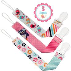 Multicolored Pacifier Holders Liname Pacifier Clip for Baby Multicolor Fits All Pacifiers & Soothers 3 Pack