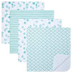 Receiving Baby Blankets, 100% Cotton Flannel Blankets, Pack of 4, Green Dots
