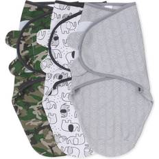 The Peanutshell Size 0-3M 3-Pack Camo Elephant Swaddles In Grey Grey/black/white white 0-3 Months