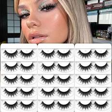 Eliace Eliace Lashes False Eyelashes Wispies Natural 3D Mink Eyelashes Faux C-Curl Lashes Fluffy & Light Cat Eye Lashes Pack & Vegan Fake Eyelashes 15 Pairs Hye