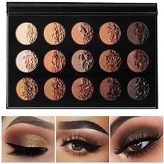 Travel Size Eyeshadows Nude Gold Eyeshadow Palette Natural Naked Smokey Warm Neutral 15 Shades, ecofavor Ultra-Blendable High Pigmented Matte Shimmer Matallic Long Lasting Waterproof Eye Shadow Pallet, Travel Size Makeup