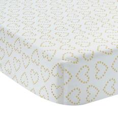 Gold Fabrics Lambs & Ivy Confetti White with Gold Hearts Baby Fitted Crib Sheet