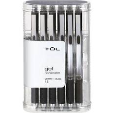 Tul Gel Pens, Retractable, Medium Point, 0.7 mm, Gray Barrel, Black Ink, Pack Of 12